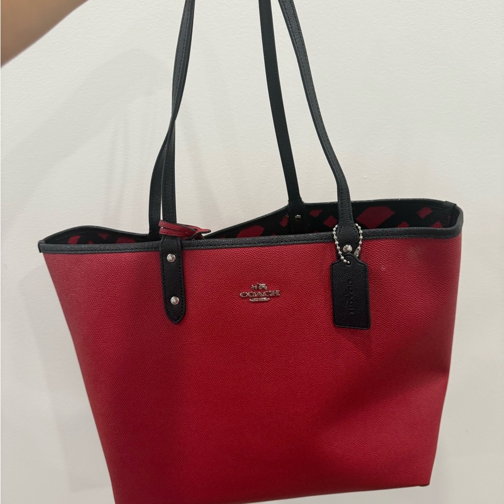 Coach Reversible Red and Black Tote Bag